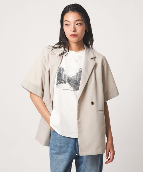 セール】ダブルブレスト ショートスリーブ シャツジャケット