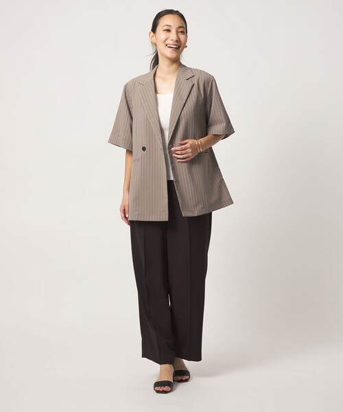 A DAY IN THE LIFE UNITED ARROWS(アデイインザライフユナイテッドアローズ)の「ダブルブレスト ショートスリーブ シャツジャケット ‐セットアップ対応・ウォッシャブル‐ <A DAY IN THE LIFE>(テーラードジャケット・レディース・ネイビー/その他1/ダークグレー/ナチュラル・FREE)」の11枚目の写真