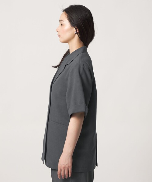 A DAY IN THE LIFE UNITED ARROWS(アデイインザライフユナイテッドアローズ)の「ダブルブレスト ショートスリーブ シャツジャケット ‐セットアップ対応・ウォッシャブル‐ <A DAY IN THE LIFE>(テーラードジャケット・レディース・ネイビー/その他1/ダークグレー/ナチュラル・FREE)」の13枚目の写真