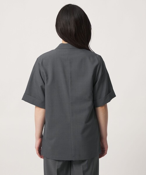 A DAY IN THE LIFE UNITED ARROWS(アデイインザライフユナイテッドアローズ)の「ダブルブレスト ショートスリーブ シャツジャケット ‐セットアップ対応・ウォッシャブル‐ <A DAY IN THE LIFE>(テーラードジャケット・レディース・ネイビー/その他1/ダークグレー/ナチュラル・FREE)」の14枚目の写真