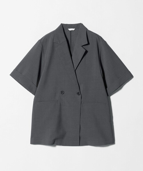 A DAY IN THE LIFE UNITED ARROWS(アデイインザライフユナイテッドアローズ)の「ダブルブレスト ショートスリーブ シャツジャケット ‐セットアップ対応・ウォッシャブル‐ <A DAY IN THE LIFE>(テーラードジャケット・レディース・ネイビー/その他1/ダークグレー/ナチュラル・FREE)」の15枚目の写真
