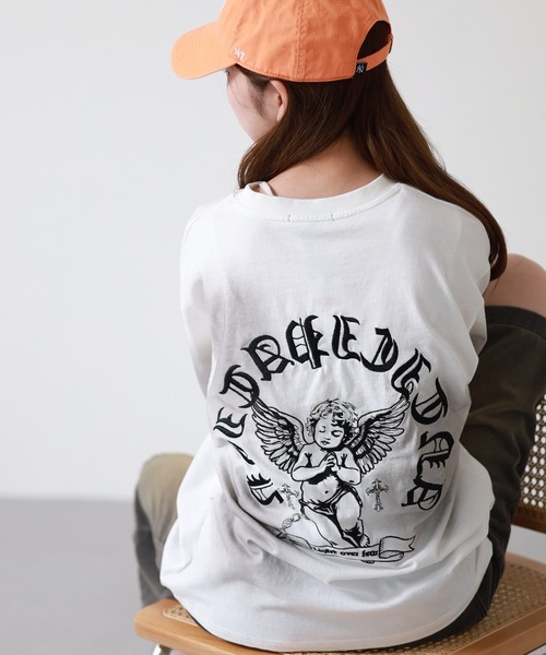 bike star（バイクスター）の「BIKE STAR エンジェル刺繍加工Tシャツ 半袖（Tシャツ/カットソー・メンズ・ピンク/ホワイト/チャコール・L/M）」の7枚目の写真