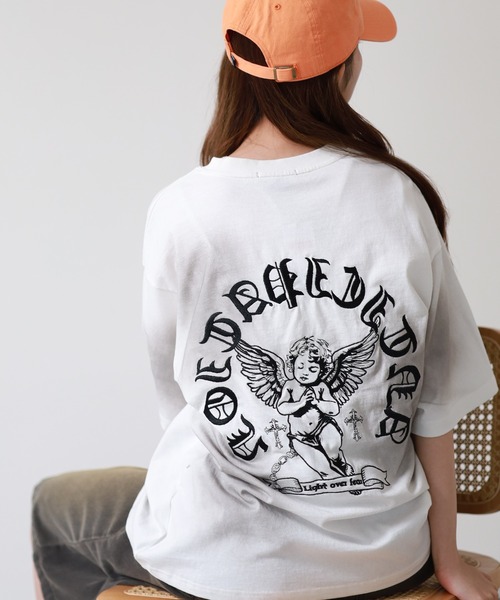 bike star（バイクスター）の「BIKE STAR エンジェル刺繍加工Tシャツ 半袖（Tシャツ/カットソー・メンズ・ピンク/ホワイト/チャコール・L/M）」の8枚目の写真