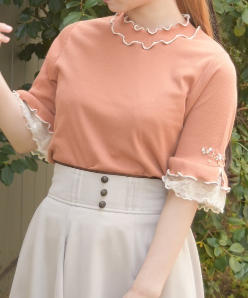 axes femme(アクシーズファム)の「接触冷感チュールメロープルオーバー(Tシャツ/カットソー・レディース・サックスブルー/ホワイト/ピンク/オレンジ/ネイビー・FREE)」の5枚目の写真