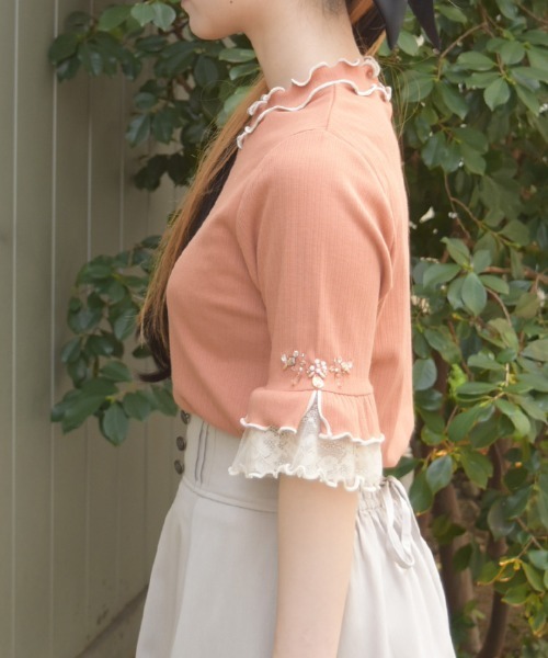 axes femme(アクシーズファム)の「接触冷感チュールメロープルオーバー(Tシャツ/カットソー・レディース・サックスブルー/ホワイト/ピンク/オレンジ/ネイビー・FREE)」の7枚目の写真