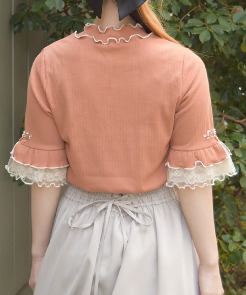 axes femme(アクシーズファム)の「接触冷感チュールメロープルオーバー(Tシャツ/カットソー・レディース・サックスブルー/ホワイト/ピンク/オレンジ/ネイビー・FREE)」の8枚目の写真