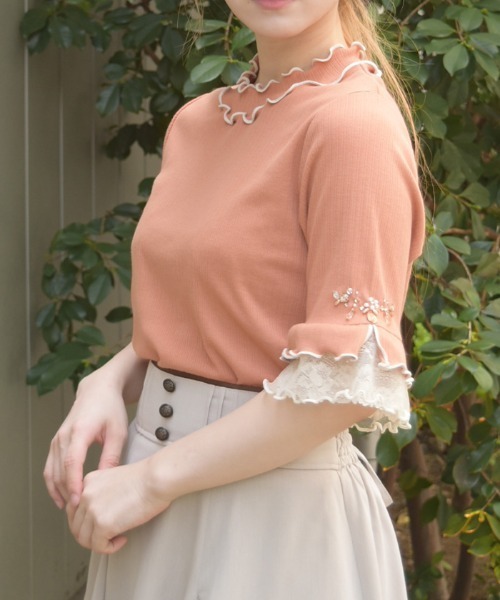 axes femme(アクシーズファム)の「接触冷感チュールメロープルオーバー(Tシャツ/カットソー・レディース・サックスブルー/ホワイト/ピンク/オレンジ/ネイビー・FREE)」の10枚目の写真
