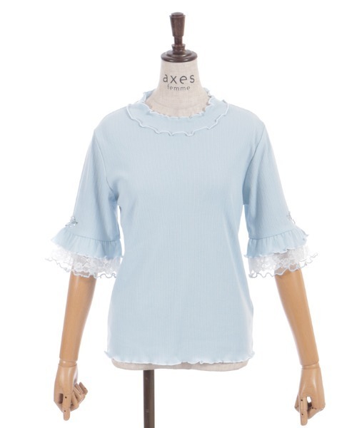 axes femme(アクシーズファム)の「接触冷感チュールメロープルオーバー(Tシャツ/カットソー・レディース・サックスブルー/ホワイト/ピンク/オレンジ/ネイビー・FREE)」の18枚目の写真