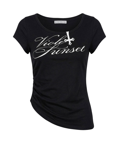 SCHISM INDUCING（スキズムインデューシング）の「UNBALANCED SHIRRED T SHIRT BLACK（Tシャツ/カットソー・レディース・その他・FREE）」の2枚目の写真
