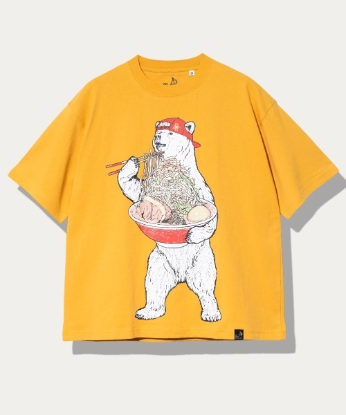 go slow caravan(ゴースローキャラバン)の「USA/C 豪快盛り ラーメンクマ BIG TEE(Tシャツ/カットソー・メンズ・アイボリー/ネイビー/イエロー・X-LARGE/LARGE/MEDIUM)」の2枚目の写真