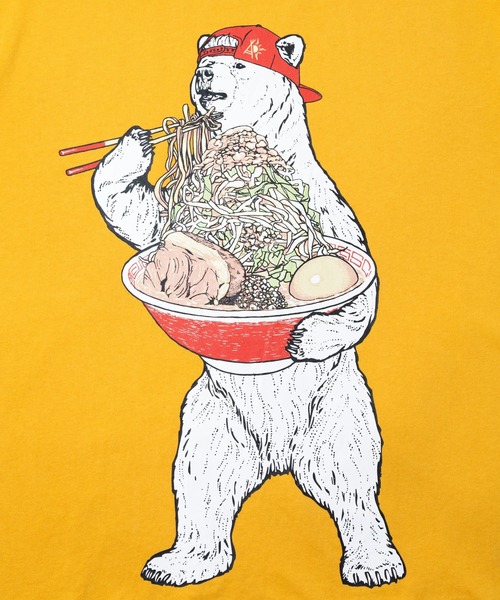 go slow caravan(ゴースローキャラバン)の「USA/C 豪快盛り ラーメンクマ BIG TEE(Tシャツ/カットソー・メンズ・アイボリー/ネイビー/イエロー・X-LARGE/LARGE/MEDIUM)」の14枚目の写真