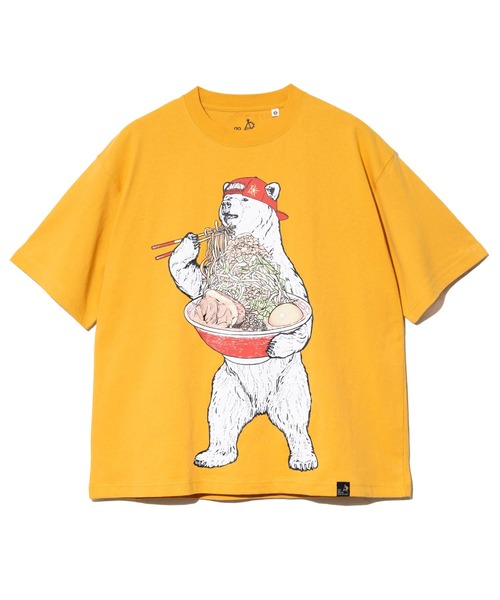 go slow caravan(ゴースローキャラバン)の「USA/C 豪快盛り ラーメンクマ BIG TEE(Tシャツ/カットソー・メンズ・アイボリー/ネイビー/イエロー・X-LARGE/LARGE/MEDIUM)」の7枚目の写真