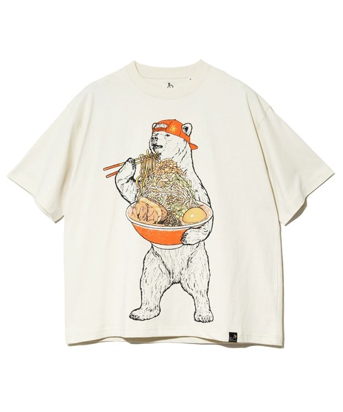 go slow caravan(ゴースローキャラバン)の「USA/C 豪快盛り ラーメンクマ BIG TEE(Tシャツ/カットソー・メンズ・アイボリー/ネイビー/イエロー・X-LARGE/LARGE/MEDIUM)」の9枚目の写真