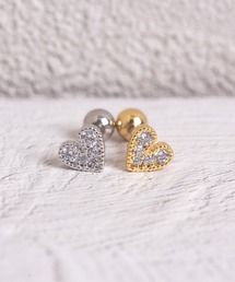 【Peony/ピオニー】片耳用 ハートモチーフラインストーンピアス【アレルギー対応】(片耳用)