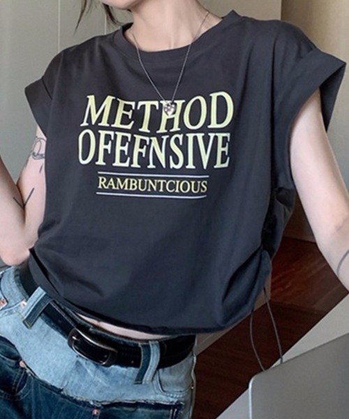 mielu(ミエル)の「サイドドロストロゴTシャツ(Tシャツ/カットソー・レディース・グレー/ホワイト・LARGE/MEDIUM)」の1枚目の写真