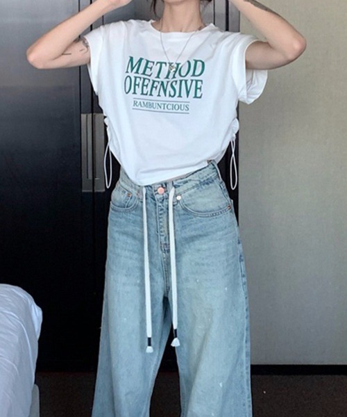 mielu(ミエル)の「サイドドロストロゴTシャツ(Tシャツ/カットソー・レディース・グレー/ホワイト・LARGE/MEDIUM)」の3枚目の写真