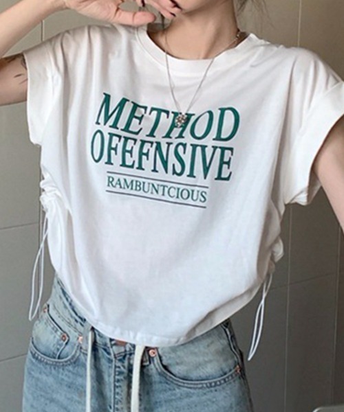 mielu(ミエル)の「サイドドロストロゴTシャツ(Tシャツ/カットソー・レディース・グレー/ホワイト・LARGE/MEDIUM)」の5枚目の写真