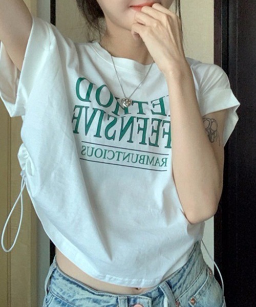 mielu(ミエル)の「サイドドロストロゴTシャツ(Tシャツ/カットソー・レディース・グレー/ホワイト・LARGE/MEDIUM)」の6枚目の写真