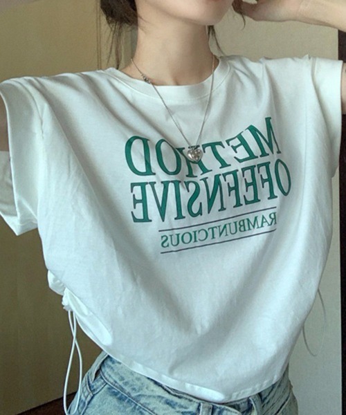 mielu(ミエル)の「サイドドロストロゴTシャツ(Tシャツ/カットソー・レディース・グレー/ホワイト・LARGE/MEDIUM)」の7枚目の写真