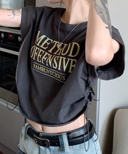 mielu(ミエル)の「サイドドロストロゴTシャツ(Tシャツ/カットソー・レディース・グレー/ホワイト・LARGE/MEDIUM)」の9枚目の写真