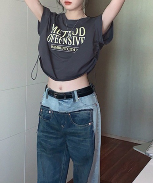 mielu(ミエル)の「サイドドロストロゴTシャツ(Tシャツ/カットソー・レディース・グレー/ホワイト・LARGE/MEDIUM)」の11枚目の写真