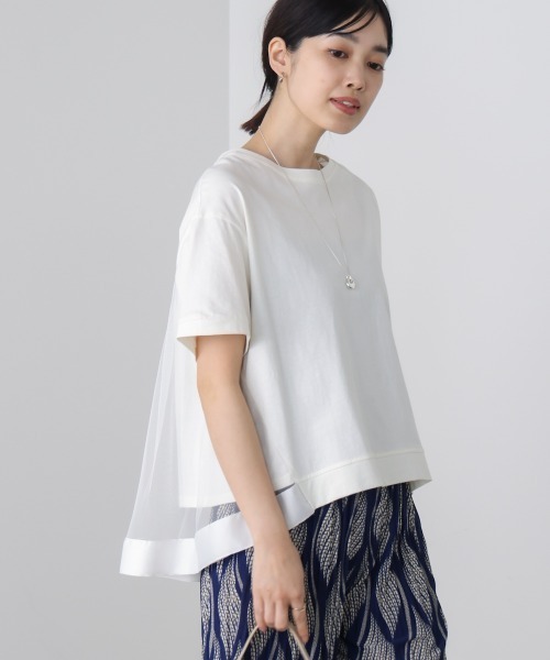 Bou Jeloud(ブージュルード)の「バックチュールプルオーバー(Tシャツ/カットソー・レディース・チャコールグレー/オフホワイト/グリーン/ブラック・38)」の2枚目の写真