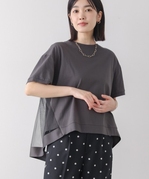 Bou Jeloud(ブージュルード)の「バックチュールプルオーバー(Tシャツ/カットソー・レディース・チャコールグレー/オフホワイト/グリーン/ブラック・38)」の3枚目の写真