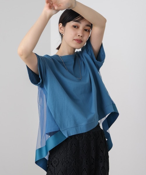 Bou Jeloud(ブージュルード)の「バックチュールプルオーバー(Tシャツ/カットソー・レディース・チャコールグレー/オフホワイト/グリーン/ブラック・38)」の4枚目の写真