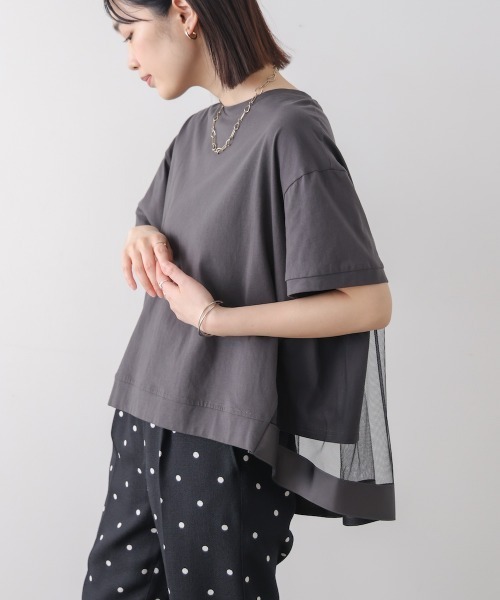 Bou Jeloud(ブージュルード)の「バックチュールプルオーバー(Tシャツ/カットソー・レディース・チャコールグレー/オフホワイト/グリーン/ブラック・38)」の13枚目の写真