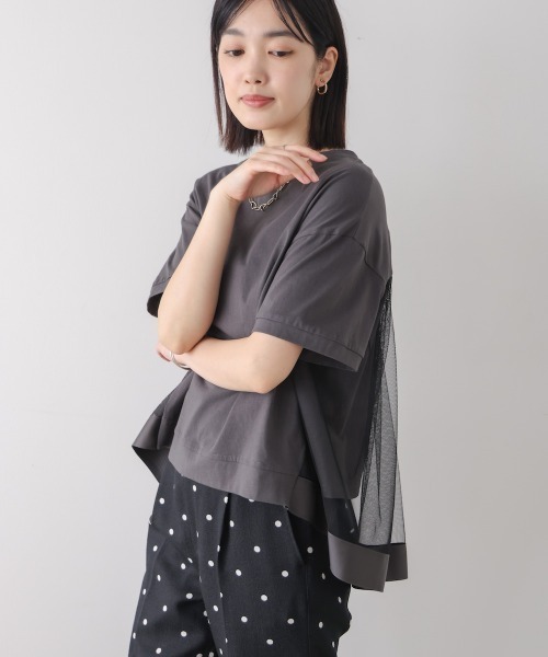 Bou Jeloud(ブージュルード)の「バックチュールプルオーバー(Tシャツ/カットソー・レディース・チャコールグレー/オフホワイト/グリーン/ブラック・38)」の18枚目の写真