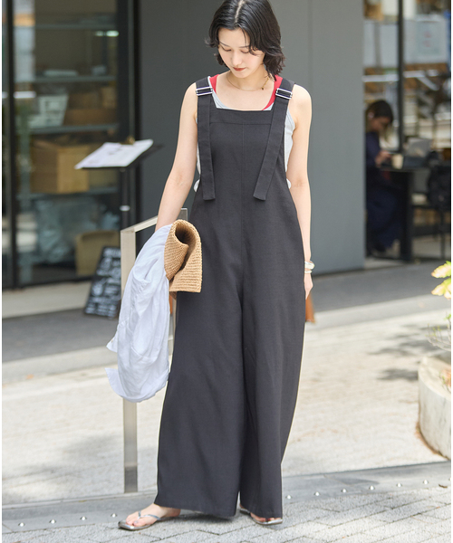 JOURNAL STANDARD(ジャーナルスタンダード)の「アイアスストレッチサロペット(サロペット/オーバーオール・レディース・ブラック/ベージュ・FREE)」の1枚目の写真