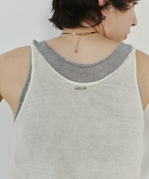 VION(ヴィオン)の「シアーニットレイヤードタンク / Sheer Knit Layerd Tank(キャミソール・レディース・ホワイト/イエロー・FREE)」の1枚目の写真
