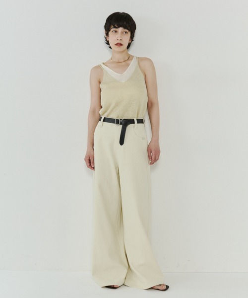 VION(ヴィオン)の「シアーニットレイヤードタンク / Sheer Knit Layerd Tank(キャミソール・レディース・ホワイト/イエロー・FREE)」の4枚目の写真