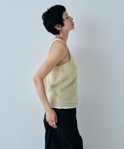 VION(ヴィオン)の「シアーニットレイヤードタンク / Sheer Knit Layerd Tank(キャミソール・レディース・ホワイト/イエロー・FREE)」の8枚目の写真