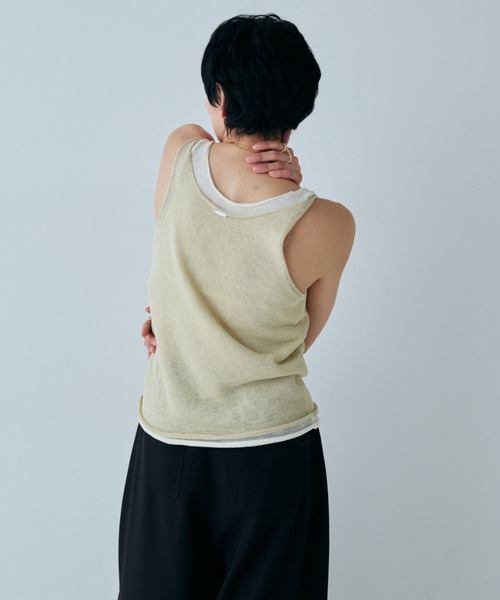 VION(ヴィオン)の「シアーニットレイヤードタンク / Sheer Knit Layerd Tank(キャミソール・レディース・ホワイト/イエロー・FREE)」の9枚目の写真