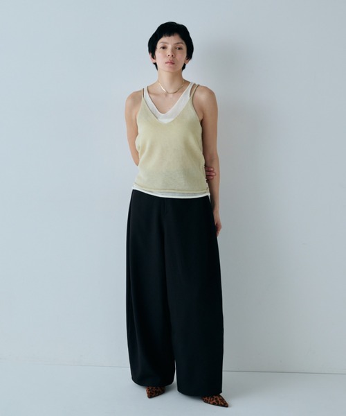 VION(ヴィオン)の「シアーニットレイヤードタンク / Sheer Knit Layerd Tank(キャミソール・レディース・ホワイト/イエロー・FREE)」の7枚目の写真