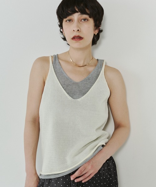 VION(ヴィオン)の「シアーニットレイヤードタンク / Sheer Knit Layerd Tank(キャミソール・レディース・ホワイト/イエロー・FREE)」の11枚目の写真