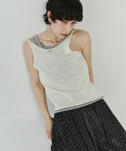 VION(ヴィオン)の「シアーニットレイヤードタンク / Sheer Knit Layerd Tank(キャミソール・レディース・ホワイト/イエロー・FREE)」の14枚目の写真