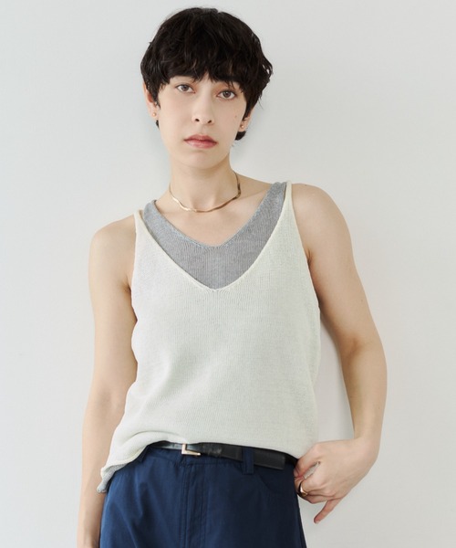 VION(ヴィオン)の「シアーニットレイヤードタンク / Sheer Knit Layerd Tank(キャミソール・レディース・ホワイト/イエロー・FREE)」の22枚目の写真