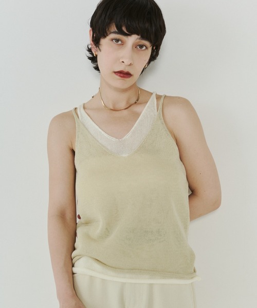 VION(ヴィオン)の「シアーニットレイヤードタンク / Sheer Knit Layerd Tank(キャミソール・レディース・ホワイト/イエロー・FREE)」の17枚目の写真