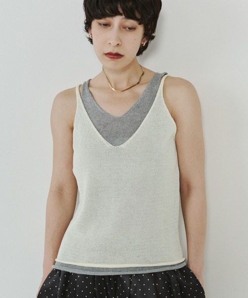 VION(ヴィオン)の「シアーニットレイヤードタンク / Sheer Knit Layerd Tank(キャミソール・レディース・ホワイト/イエロー・FREE)」の21枚目の写真