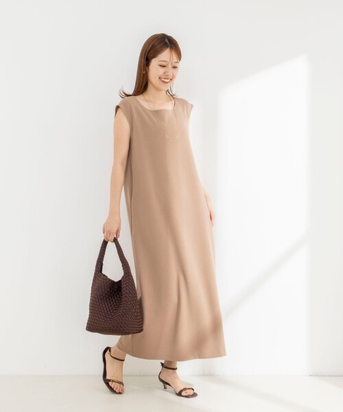 NOLLEY’S（ノーリーズ）の「ウォッシャブル高機能ジャージ2WAYワンピース（ワンピース・レディース・ベージュ/ブラック・36/38）」の5枚目の写真