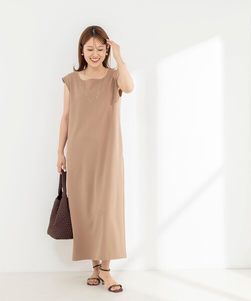 NOLLEY’S（ノーリーズ）の「ウォッシャブル高機能ジャージ2WAYワンピース（ワンピース・レディース・ベージュ/ブラック・36/38）」の6枚目の写真