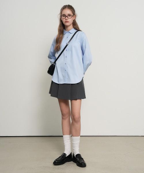GENERAL IDEA(ジェネラルアイデア)の「【GENERAL IDEA】リンクルフリーラウンドカラーブラウス / WRINKLE-FREE ROUND COLLAR BLOUSE(シャツ/ブラウス・レディース・スカイブルー/ホワイト・L/M/S)」の12枚目の写真
