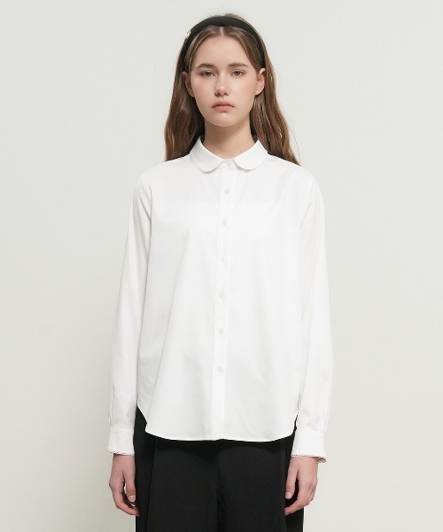 GENERAL IDEA(ジェネラルアイデア)の「【GENERAL IDEA】リンクルフリーラウンドカラーブラウス / WRINKLE-FREE ROUND COLLAR BLOUSE(シャツ/ブラウス・レディース・スカイブルー/ホワイト・L/M/S)」の14枚目の写真