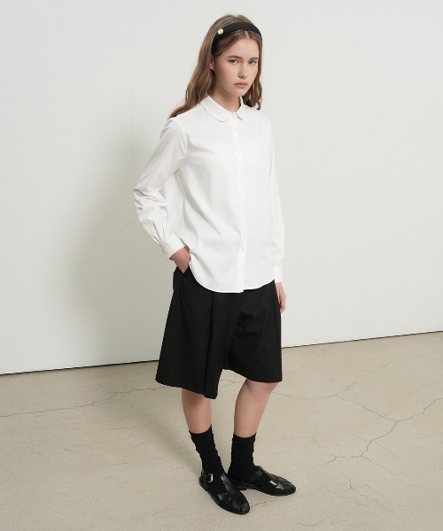 GENERAL IDEA(ジェネラルアイデア)の「【GENERAL IDEA】リンクルフリーラウンドカラーブラウス / WRINKLE-FREE ROUND COLLAR BLOUSE(シャツ/ブラウス・レディース・スカイブルー/ホワイト・L/M/S)」の7枚目の写真
