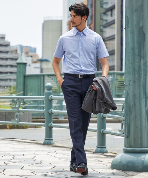 SHIPS(シップス)の「SHIPS:〈FUNCTION〉Albini × RENU(R)半袖 ジャージー ストライプ シャツ(シャツ/ブラウス・メンズ・スカイブルー/ネイビー・SMALL/MEDIUM/LARGE/X-LARGE)」の4枚目の写真