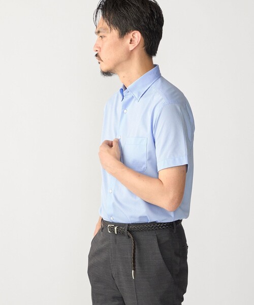SHIPS(シップス)の「SHIPS:〈FUNCTION〉Albini × RENU(R)半袖 ジャージー ストライプ シャツ(シャツ/ブラウス・メンズ・スカイブルー/ネイビー・SMALL/MEDIUM/LARGE/X-LARGE)」の8枚目の写真
