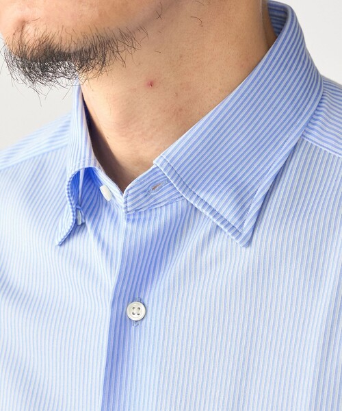 SHIPS(シップス)の「SHIPS:〈FUNCTION〉Albini × RENU(R)半袖 ジャージー ストライプ シャツ(シャツ/ブラウス・メンズ・スカイブルー/ネイビー・SMALL/MEDIUM/LARGE/X-LARGE)」の11枚目の写真