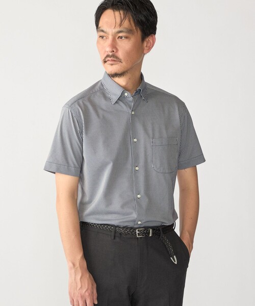 SHIPS(シップス)の「SHIPS:〈FUNCTION〉Albini × RENU(R)半袖 ジャージー ストライプ シャツ(シャツ/ブラウス・メンズ・スカイブルー/ネイビー・SMALL/MEDIUM/LARGE/X-LARGE)」の12枚目の写真